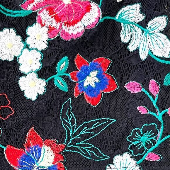 NWOT GUESS Lace Floral Off Shoulder Body con Mini 4 Black Multi - Picture 10 of 16